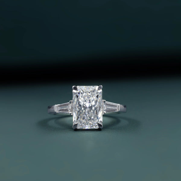 3.90 CTW Radiant Cut CVD Lab-Grown Diamond Three Stone Ring