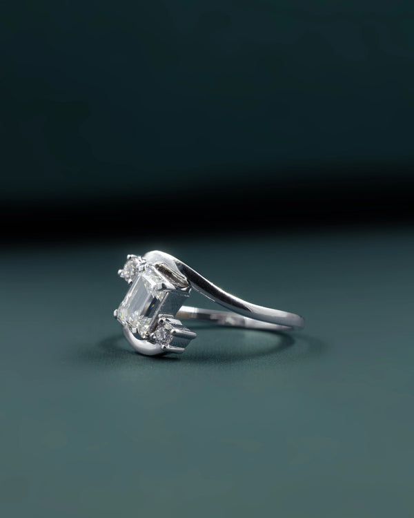 1.12 CTW Emerald Cut Lab-Grown Diamond Curved Bypass Ring