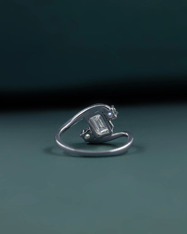 1.12 CTW Emerald Cut Lab-Grown Diamond Curved Bypass Ring