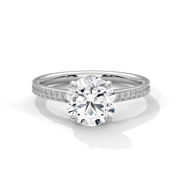 2.21 CT Total Round Lab-Grown Diamond Solitaire Ring with Pave Band