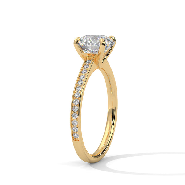 2.21 CT Total Round Lab-Grown Diamond Solitaire Ring with Pave Band