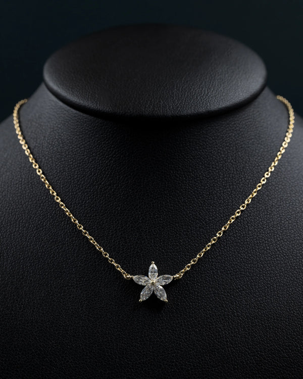 0.50 CTW Floral Marquise Lab-Grown Diamond Pendant Necklace