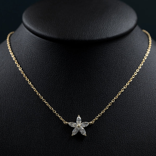 0.50 CTW Floral Marquise Lab-Grown Diamond Pendant Necklace