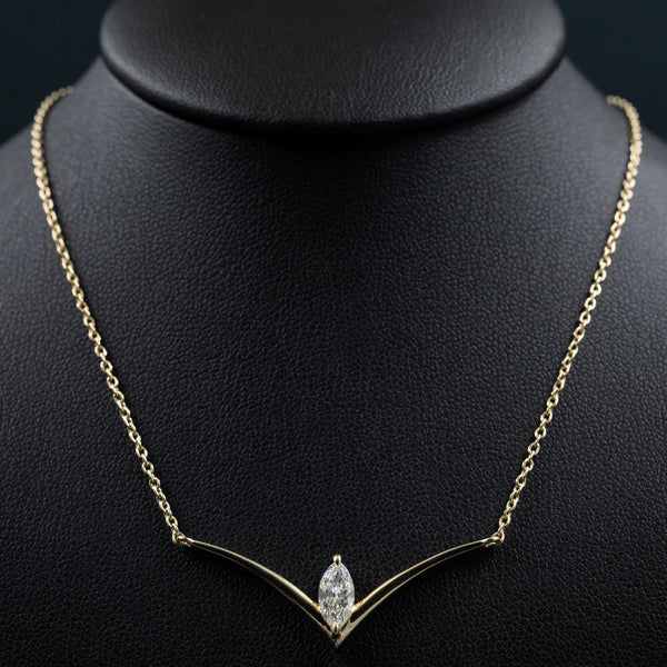 0.51 CTW Marquise Cut Lab-Grown Diamond V-Shape Necklace in Gold