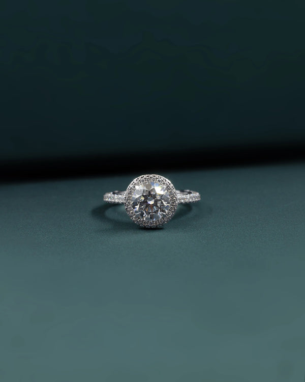 3.51 CTW Round Cut Halo CVD Lab-Grown Diamond Engagement Ring