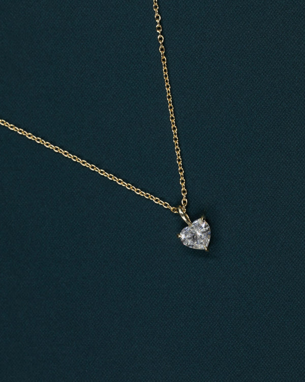 1.00 CTW Heart Cut Solitaire Lab-Grown Diamond Pendant Necklace in Gold