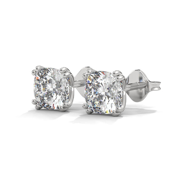 2.50 CT Cushion Cut CVD Lab-Grown Diamond Stud Earrings