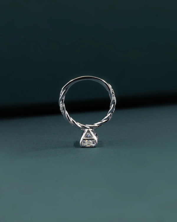 2.16 CTW Emerald Cut Lab-Grown Diamond Twisted Pave Solitaire Ring