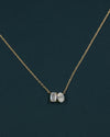 1.08 CTW Emerald & Oval Cut Lab-Grown Diamond Pendant Necklace in Gold