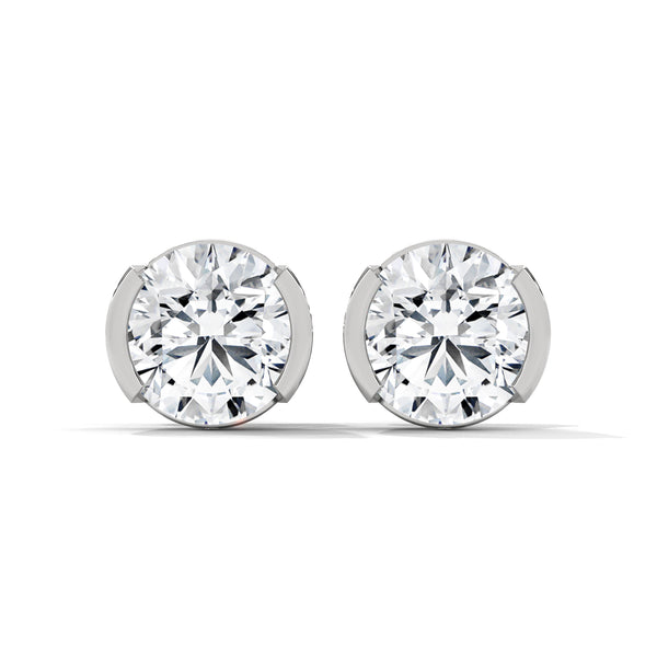 2.60 CT Round Brilliant CVD Lab-Grown Diamond Bezel Set Stud Earrings