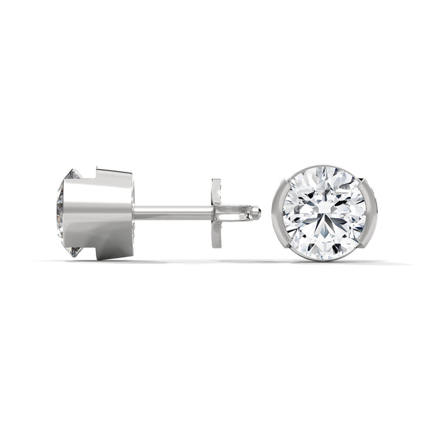 2.60 CT Round Brilliant CVD Lab-Grown Diamond Bezel Set Stud Earrings