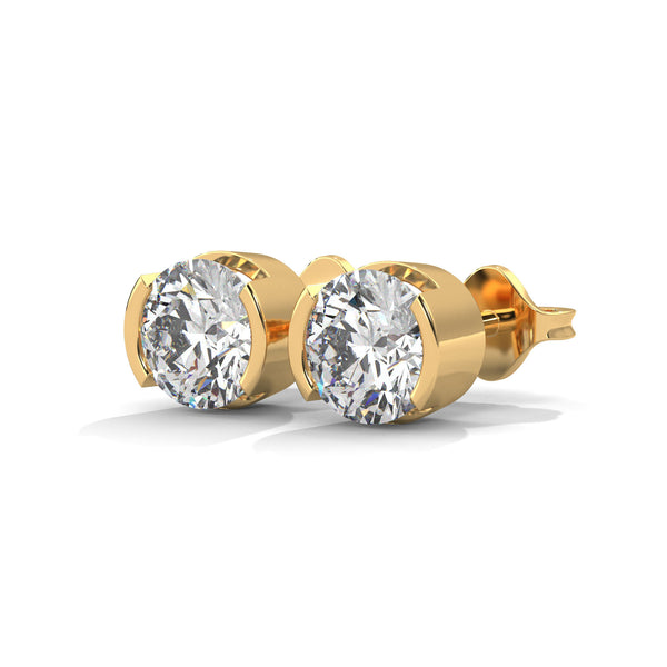 2.60 CT Round Brilliant CVD Lab-Grown Diamond Bezel Set Stud Earrings