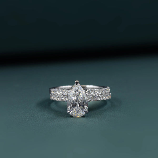 2.73 CT Pear Cut CVD Lab-Grown Diamond Bridal Ring