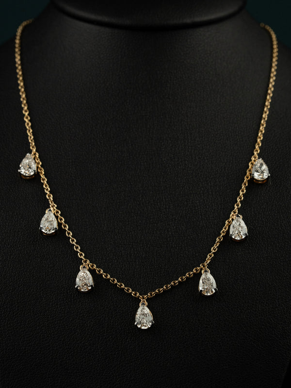 4.03 CTW Pear-Cut CVD Lab-Grown Diamond Station Necklace