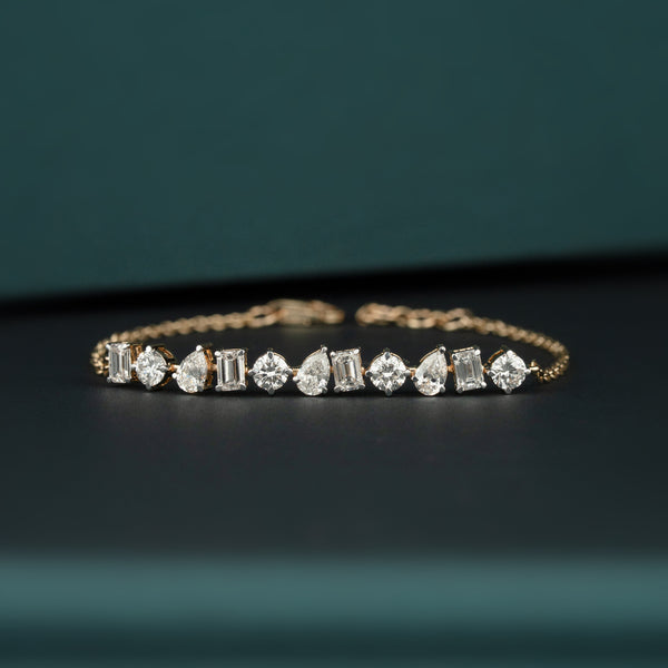 2.44 CT Mixed Shape CVD Lab-Grown Diamond Tennis Bracelet
