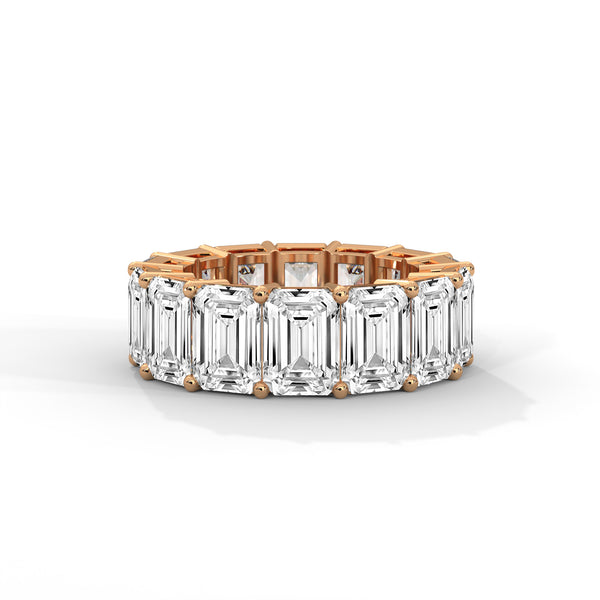 14.00 CT Emerald Cut Lab-Grown Diamond Eternity Band Ring