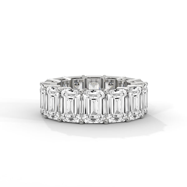 14.00 CT Emerald Cut Lab-Grown Diamond Eternity Band Ring