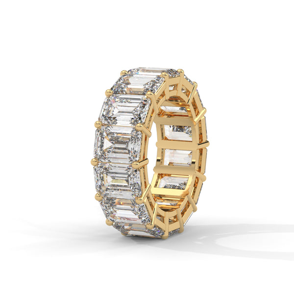 14.00 CT Emerald Cut Lab-Grown Diamond Eternity Band Ring