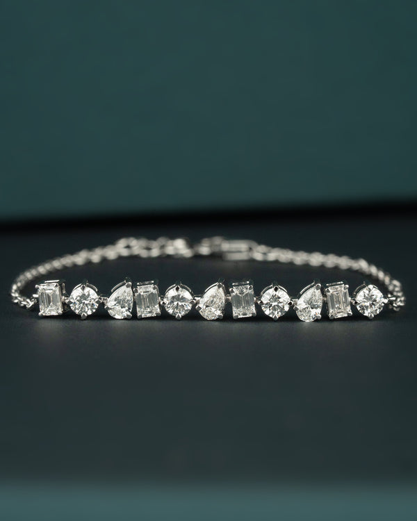 2.44 CT Mixed Shape CVD Lab-Grown Diamond Tennis Bracelet