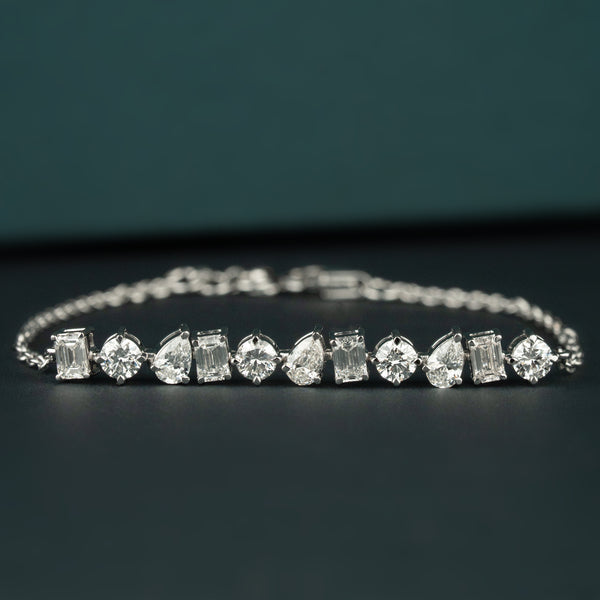 2.44 CT Mixed Shape CVD Lab-Grown Diamond Tennis Bracelet