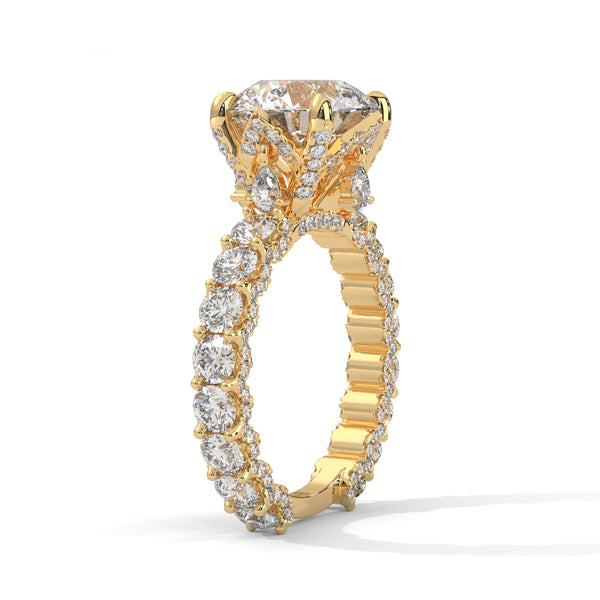 6.89 CT Round Lab-Grown Diamond Solitaire Ring with Pave Band