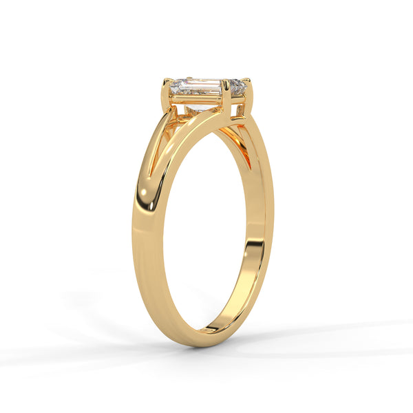 1 CT Emerald Cut Lab-Grown Diamond Minimal Split Shank Ring