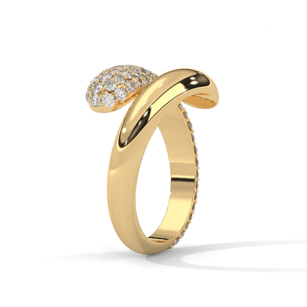 1.12 CT Round Lab-Grown Diamond Pave Wrap Designer Ring