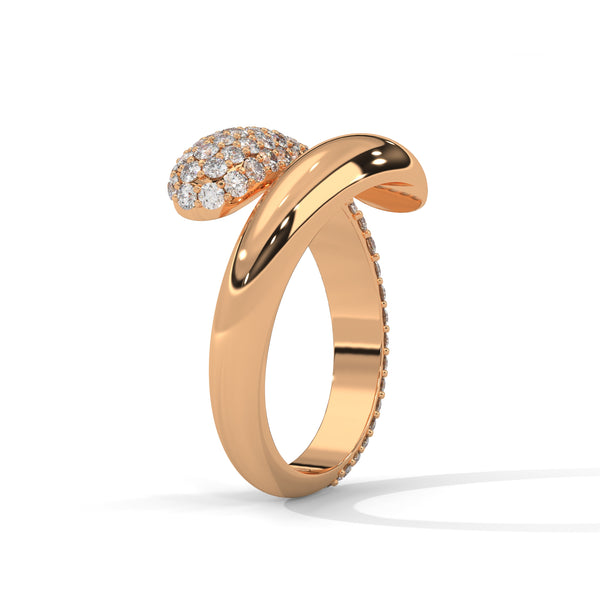 1.12 CT Round Lab-Grown Diamond Pave Wrap Designer Ring