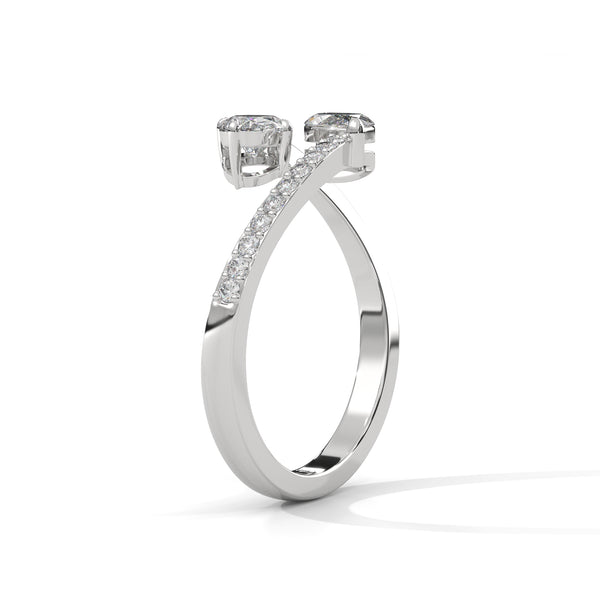 1.10 CT Marquise & Oval Lab-Grown Diamond Open Wrap Ring