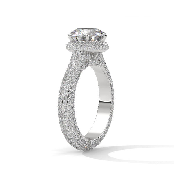 5.17 CT Round Lab-Grown Diamond Micro Pave Halo Solitaire Ring