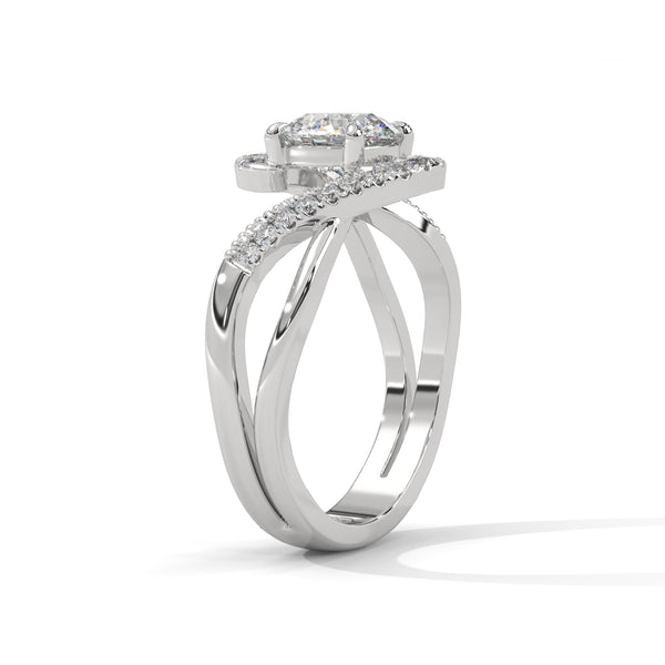 1.16 CT Round Lab-Grown Diamond Designer Halo Twist Ring