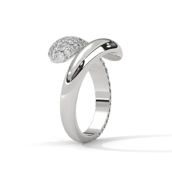 1.12 CT Round Lab-Grown Diamond Pave Wrap Designer Ring