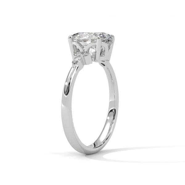 2.11 CT Oval Lab-Grown Diamond Three-Stone Ring with Marquise & Round Accents