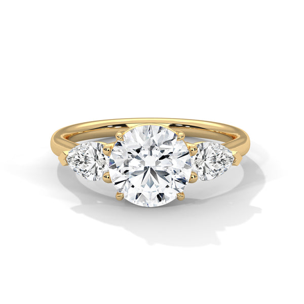 3.00 CT Total Round & Pear Lab-Grown Diamond Three Stone Ring