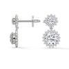 1.55 CT Round Halo Drop CVD Lab-Grown Diamond Earrings