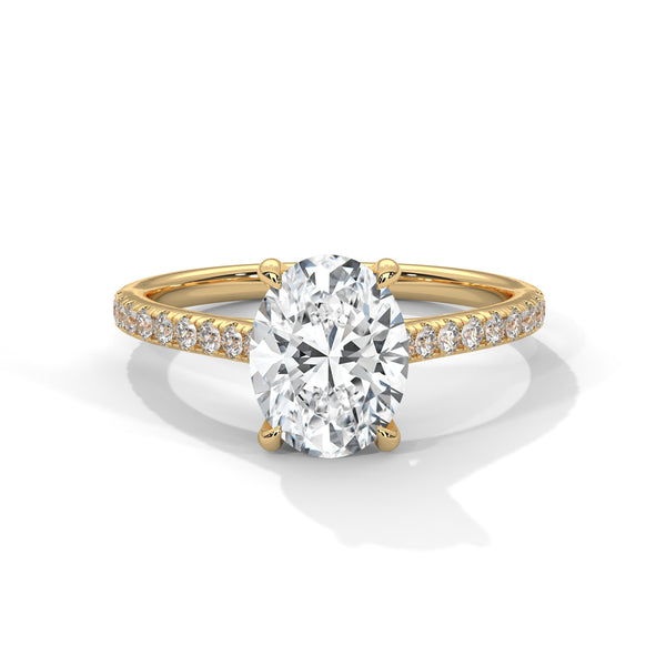 1.04 CT Oval Cut Lab-Grown Diamond Pave Engagement Ring