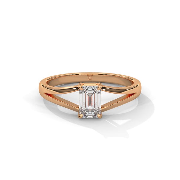 1 CT Emerald Cut Lab-Grown Diamond Minimal Split Shank Ring