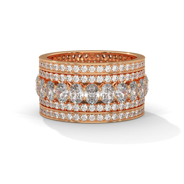 5.56 CT Round & Oval Lab-Grown Diamond Multi-Row Eternity Band Ring