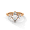 1.85 CT Marquise Cut Lab-Grown Diamond Three-Stone Ring with Emerald & Round Accents