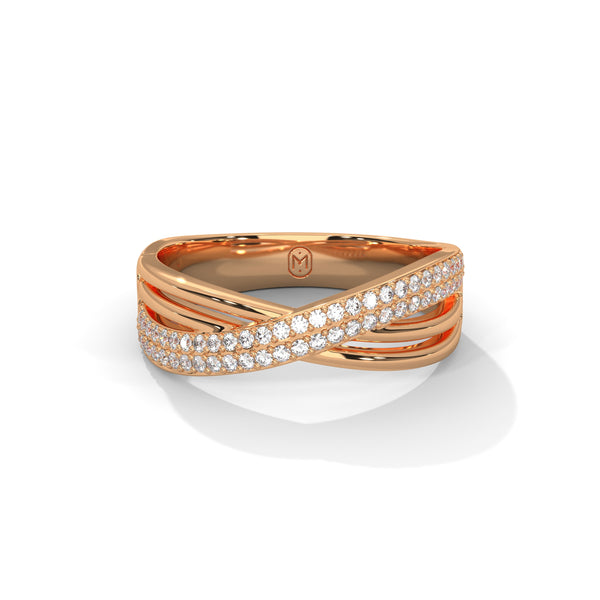 0.27 CT Round Lab-Grown Diamond Criss-Cross Pavé Designer Ring