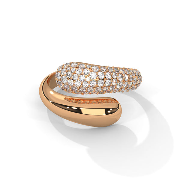 1.12 CT Round Lab-Grown Diamond Pave Wrap Designer Ring