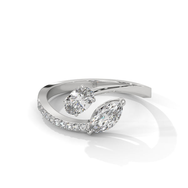 1.10 CT Marquise & Oval Lab-Grown Diamond Open Wrap Ring