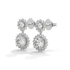 1.55 CT Round Halo Drop CVD Lab-Grown Diamond Earrings