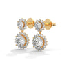 1.55 CT Round Halo Drop CVD Lab-Grown Diamond Earrings