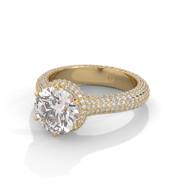 5.17 CT Round Lab-Grown Diamond Micro Pave Halo Solitaire Ring