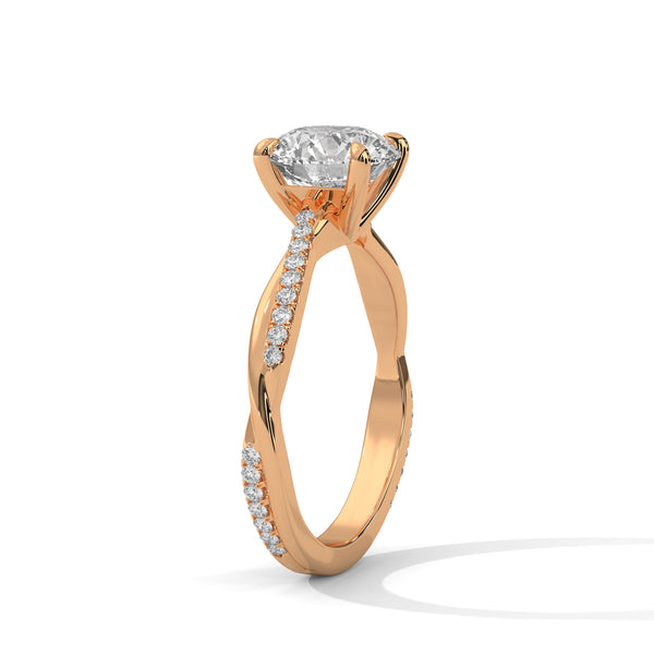 2.16 CT Total Round Cut Lab-Grown Diamond Twisted Pave Engagement Ring