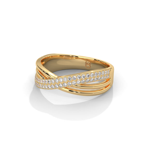 0.27 CT Round Lab-Grown Diamond Criss-Cross Pavé Designer Ring