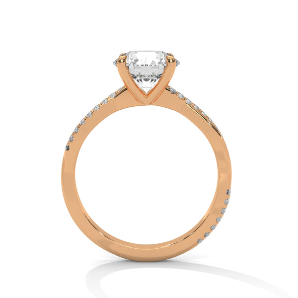 2.16 CT Total Round Cut Lab-Grown Diamond Twisted Pave Engagement Ring