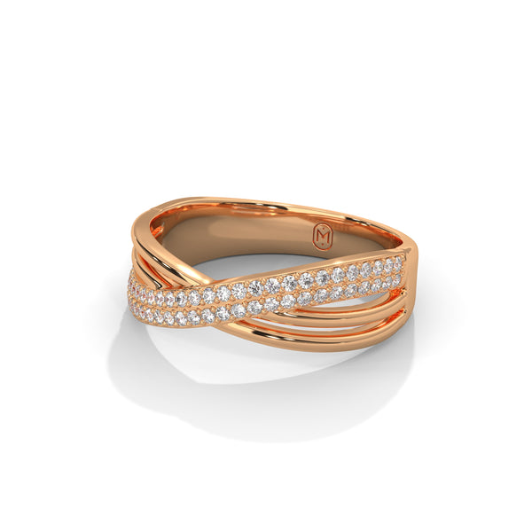 0.27 CT Round Lab-Grown Diamond Criss-Cross Pavé Designer Ring