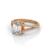 1.93 CT Emerald Cut Lab-Grown Diamond Split Shank Ring with Round Pave Accents